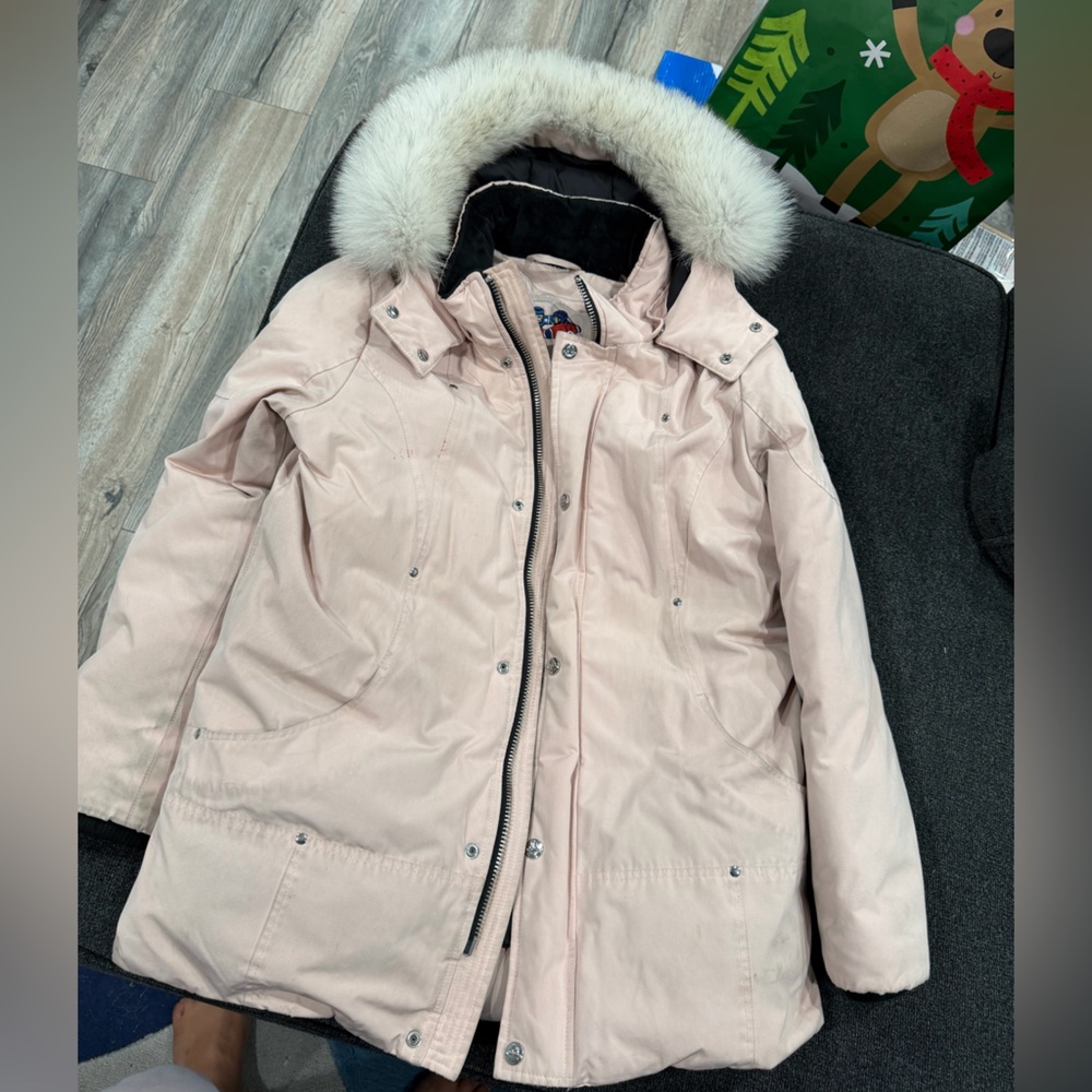 Moose Knuckles Light Pink Jacket with Fur Trim